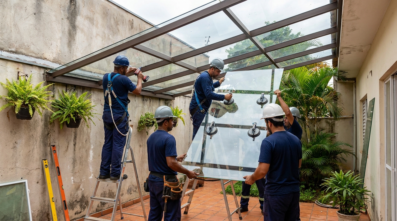 Instalação de cobertura de vidro em Fortaleza-CE