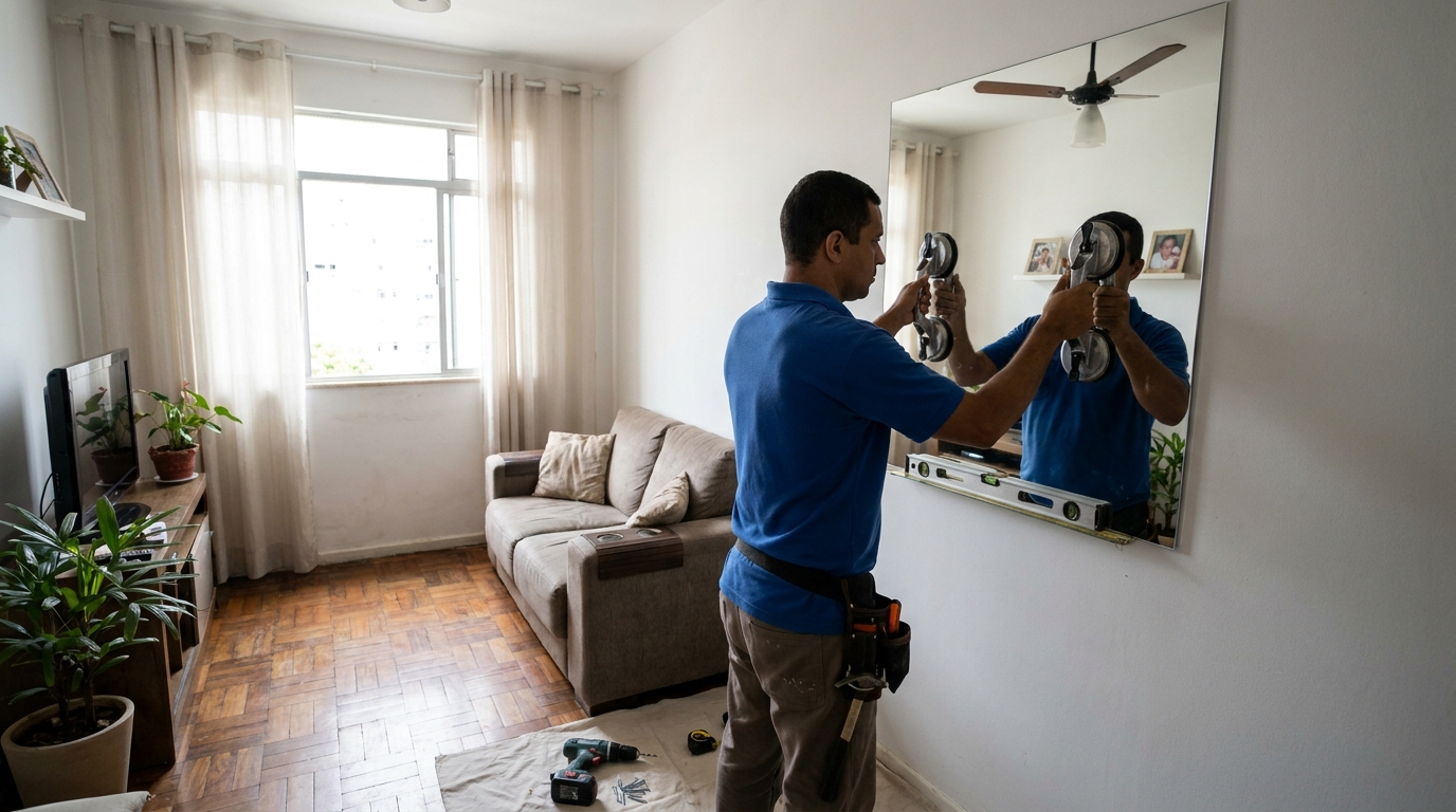Espelho sob medida com parquet em Fortaleza-CE