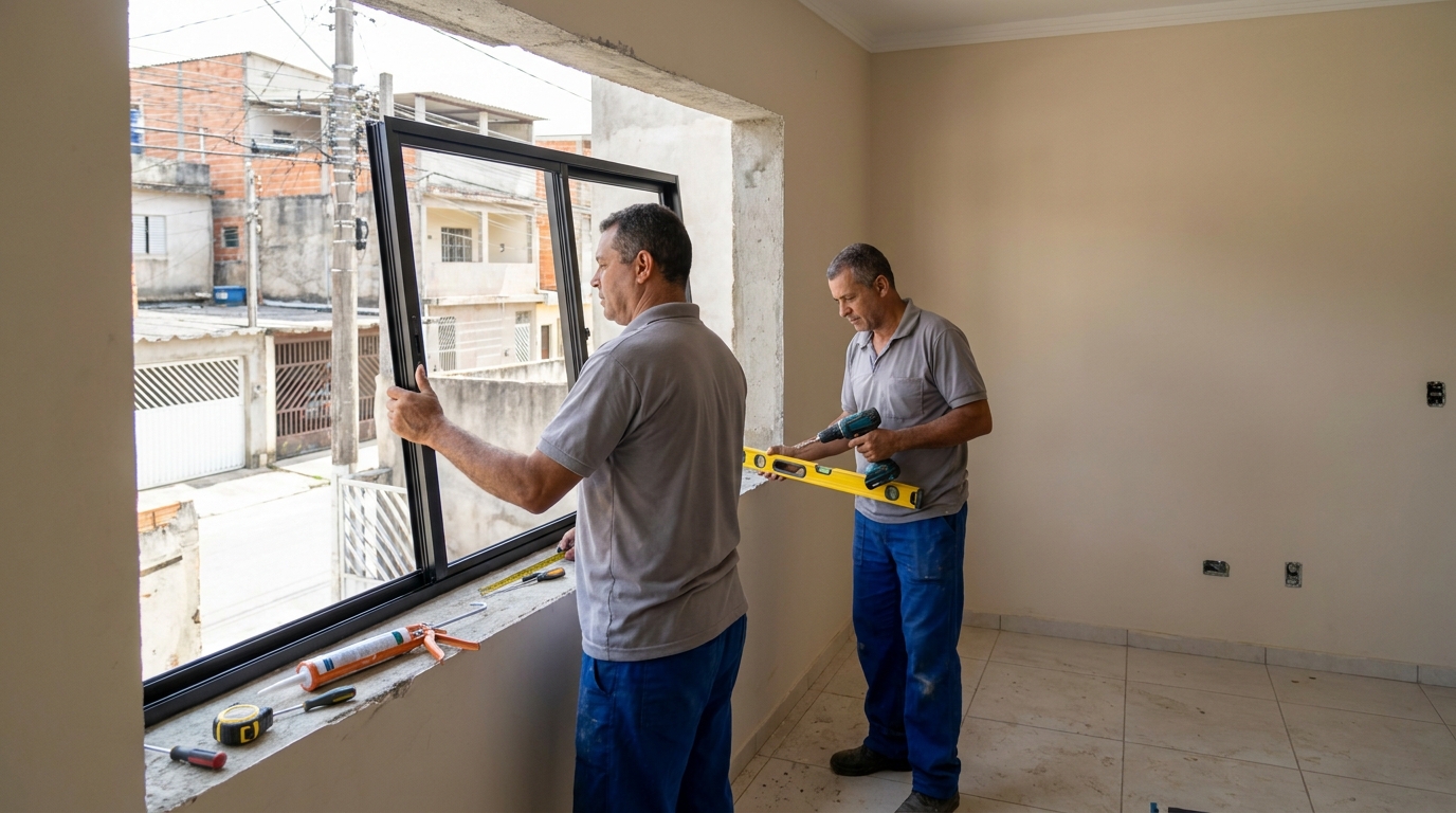 Esquadria de alumínio com vista para rua em Fortaleza-CE