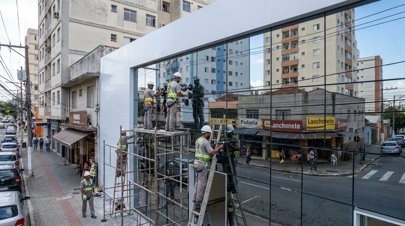Fachada espelhada em esquina em Fortaleza-CE